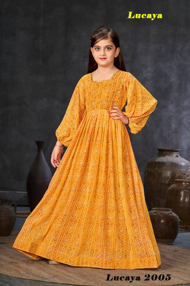 Jenny vol 2 By Lucaya 2001 TO 2006 Kids Printed Girls Gown Wholesale Market In Surat